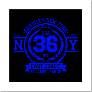 Brooklyn New York College League Vintage Denim Posters and Art